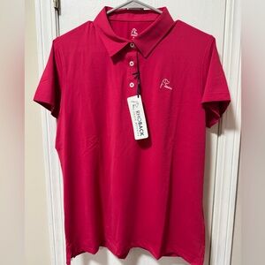 Rhoback Women's Polo Shirt in Bright Pink. The scarlet